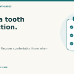 Calm illustrated tooth extraction aftercare checklist without a wound photograph.